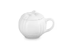 Le Creuset Pumpkin Mug With Lid - White 14 Oz.