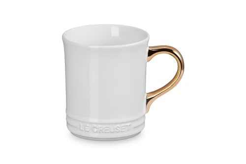 Le Creuset Mug With Gold Metallic Handle - White 14 Oz. 3 Le Creuset Mug With Gold Metallic Handle - White 14 Oz.