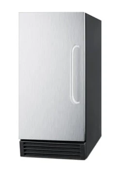 Summit Appliance BIM44GADA ADA Compliant NSF-listed Auto Defrost 50 Lbs Clear Icemaker With Internal Pump For Built-in Or Freestanding Use Undercounters, Stainless Steel Door, Black Cabinet