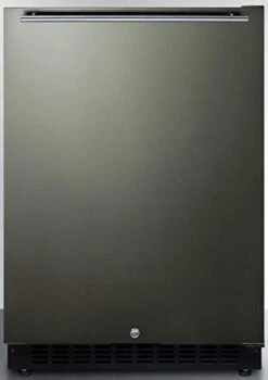 Summit Appliance AL54KSHH Built-in Undercounter ADA Compliant 4.8 Cu.ft. 24" Wide All-refrigerator With Black Stainless Steel Door, Horizontal Handle, Black Cabinet, Door Storage And Digital Controls