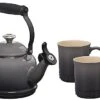 Le Creuset Demi Kettle W/ SS Knob & 2 Mug Set - Oyster 1.25 Qt. Kettle & (2) 14 Oz. Mugs
