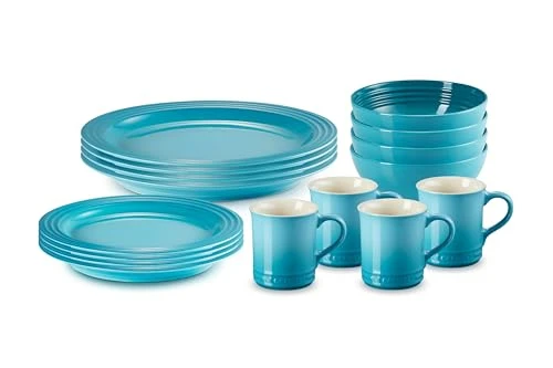 Le Creuset Stoneware Vancouver Dinnerware Set Of 16 - Caribbean 3 Le Creuset Stoneware Vancouver Dinnerware Set Of 16 - Caribbean