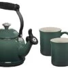Le Creuset Demi Kettle W/ SS Knob & 2 Mug Set - Artichaut 1.25 Qt. Kettle & (2) 14 Oz. Mugs