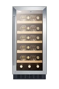 Summit Appliance ALWC15CSS ADA Compliant 15" Wide Commercial Wine Cellar For Built-in Or Freestanding Use With Glass Door, Digital Controls, Front Lock, LED Lighting And Stainless Steel Cabinet