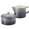 Le Creuset Stoneware Signature Cream & Sugar Set, Durable, Chip-Resistant Elegant Kitchen Serveware, Dishwasher & Microwave Safe, Oyster Gray