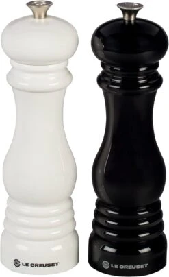 Le Creuset Salt And Pepper Mill Set - Black & White 8" X 2 1/2" Each