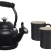 Le Creuset Demi Kettle W/ SS Knob & 2 Mug Set - Licorice 1.25 Qt. Kettle & (2) 14 Oz. Mugs