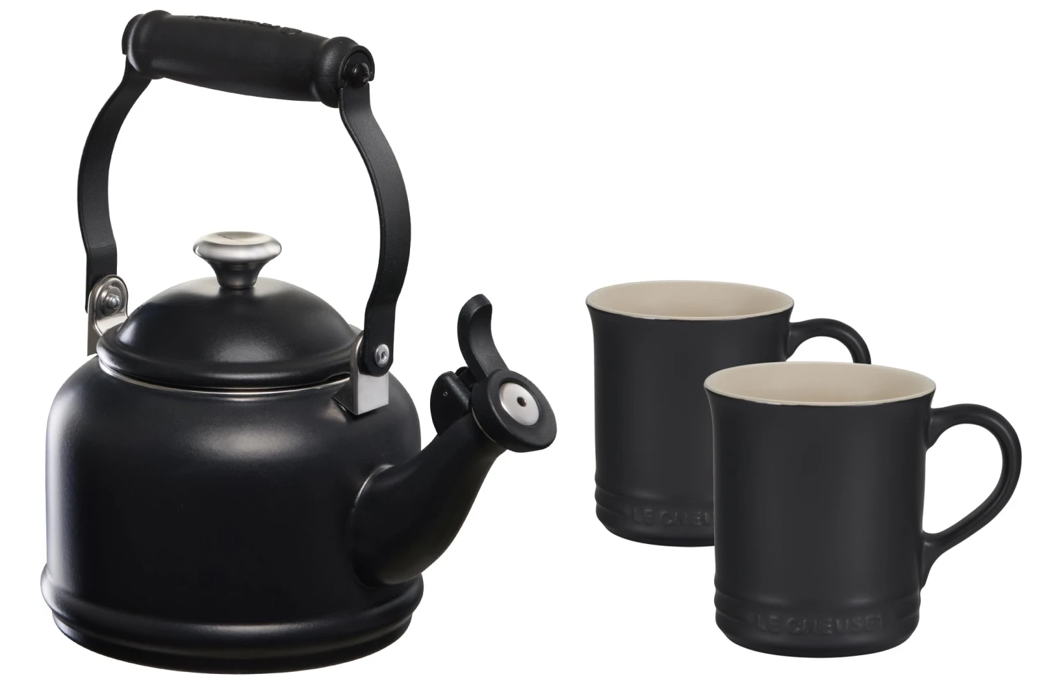 Le Creuset Demi Kettle W/ SS Knob & 2 Mug Set - Licorice 1.25 Qt. Kettle & (2) 14 Oz. Mugs 3 Le Creuset Demi Kettle W/ SS Knob & 2 Mug Set - Licorice 1.25 Qt. Kettle & (2) 14 Oz. Mugs