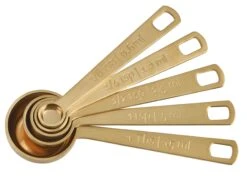 Le Creuset Set Of 5 Measuring Spoons Durable With Accurate Measurements, Perfect For Baking And Cooking, Gold