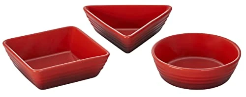 Le Creuset Stoneware 3 Piece Tapas Dishes Set - Cerise 3 Le Creuset Stoneware 3 Piece Tapas Dishes Set - Cerise